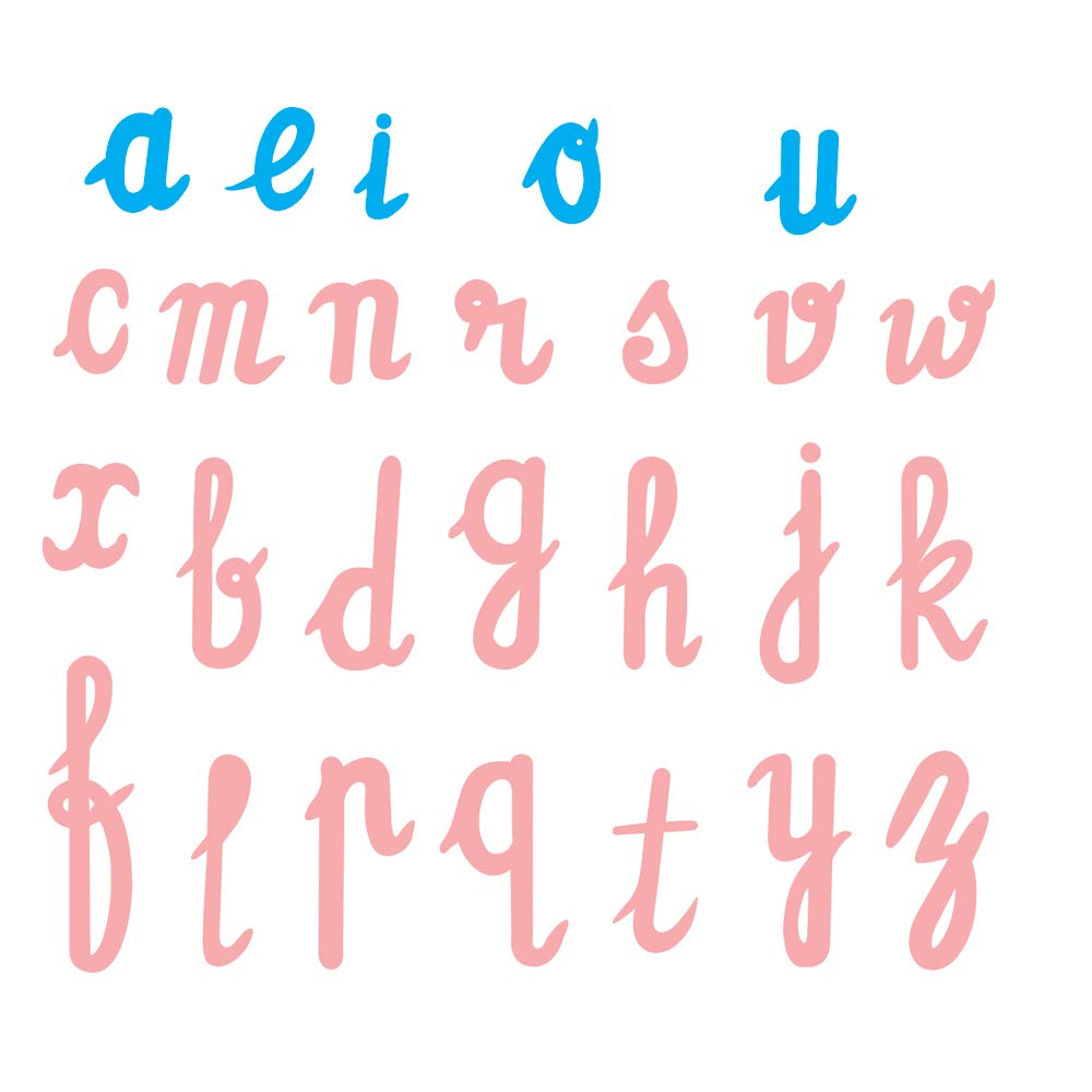 Kidken English Cursive Alphabet Cut Out for Kids | Wooden Movable Alphabet Loose | Fonts are per Montessori | Vowels in Blue & Consonant in Pink | Cursive Alphabet for 3+ Year Kids (B07VBNBNNC) Amazon Price History, Amazon Price Tracker