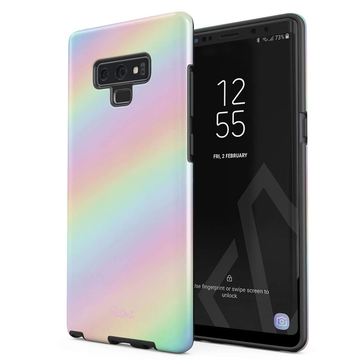 GlitbitCompatible with Samsung Galaxy Note 9 Case Pastel Rainbow Unicorn Colors Ombre Pattern Holographic Dye Pale Kawaii Aesthetic Shockproof Dual Layer Hard Shell + Silicone Protective Cover