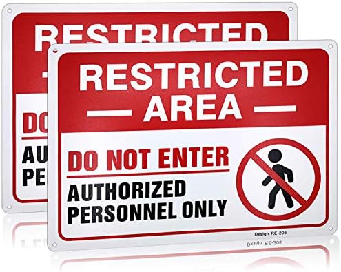 Large Restricted Area Do Not Enter, Employees Only Sign, Authorized Personnel Only Sign Metal,10x14 Inch Rust Free Aluminum Sign, UV Ink Printing,Indoor or Outdoor Use(2-Pack)