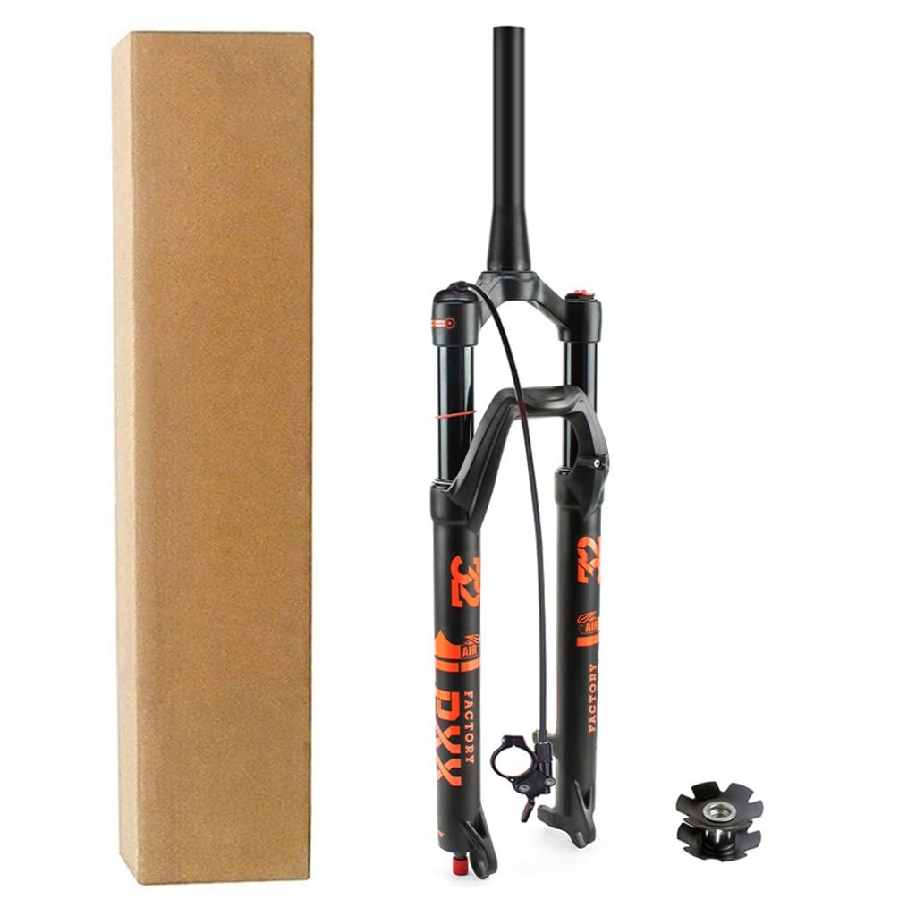 Fourche Avant de VTT 27,5/29 Pouces, en Alliage d'aluminium ultraléger, Tube Droit 1-1/8", Verrouillage à épaulement, débattement 100 mm (Couleur : Tube Conique B, Taille en Pouces