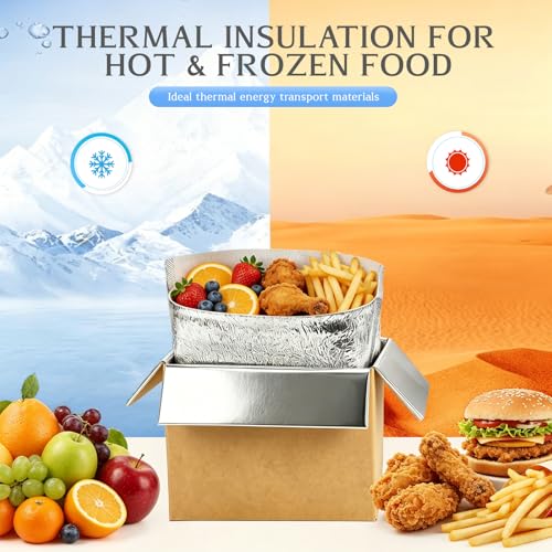 Image of Convivium 2 Pack Insulated Shipping Boxes with Aluminum Foil Liner and 2 Foil Bags, Thermal Cooler Mailing Boxes for Hot & Frozen Food Delivery (2, 8 * 5 * 6 inches)