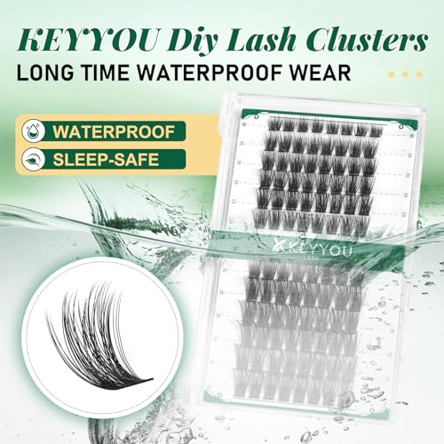 Image of Lash Clusters 96pcs Individual Lashes D Curl 10mm Cluster Lashes KEYYOU Volume Wispy Lash Extension Soft&Comfortable Easy DIY at Home(Y11 D-10mm)