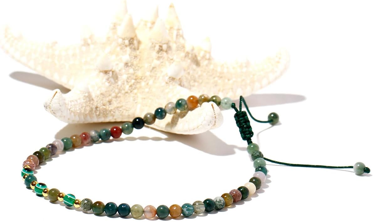 Evil Eye Ankle Bracelets for Women Beads Anklets Beach Accessiory Gemstone Healing Crystal Adjustable - Image 5