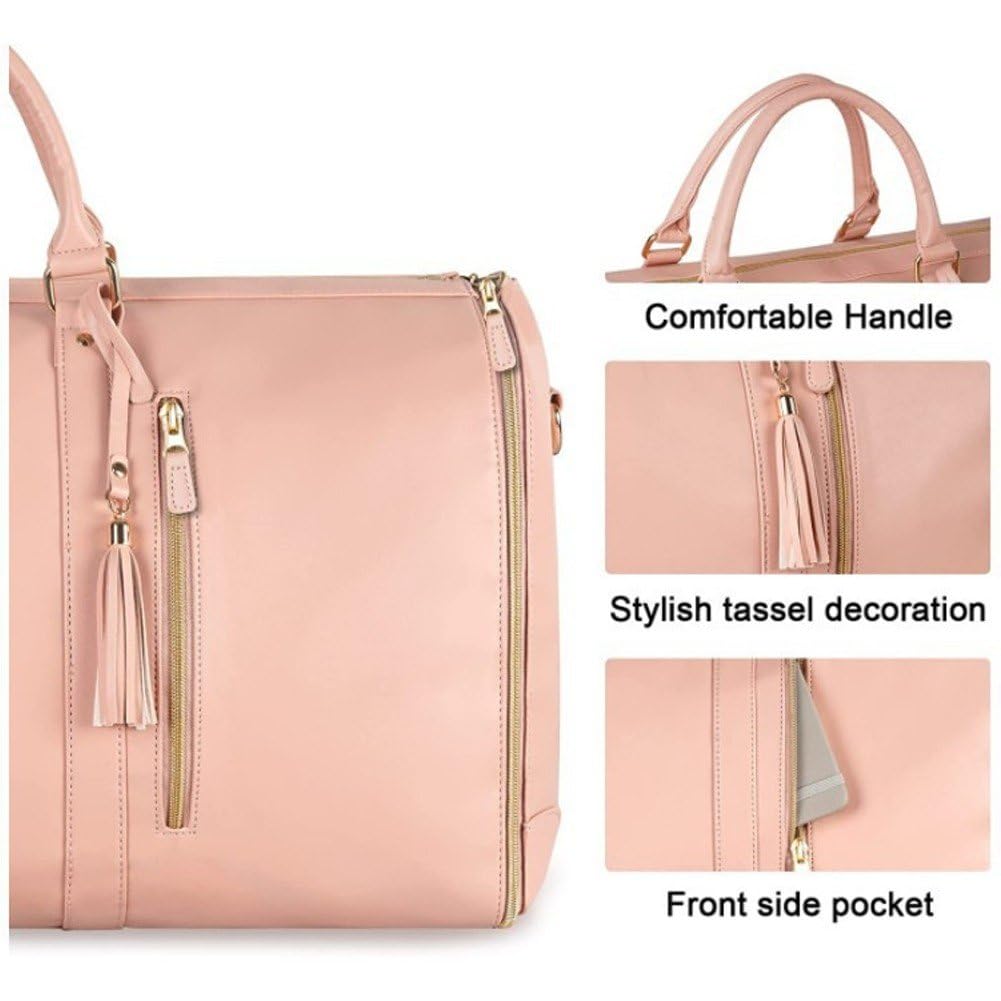 Portatrajes Convertible para Mujer, Portatrajes De Cuero para Viaje 2 En 1, Maleta Colgante, Bolso para Traje para Mujer, Bolsos De Viaje