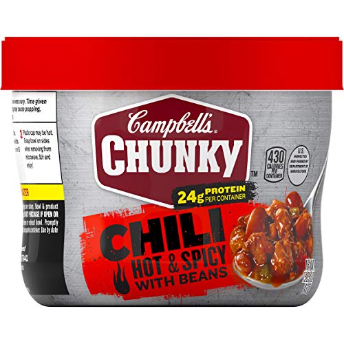 Campbell's Chunky Hot & Spicy Beef & Bean Firehouse Chili Microwavable Bowl, 15.25 oz.