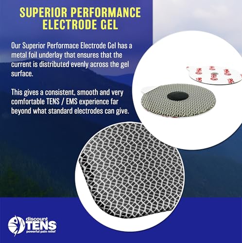 Image of Discount TENS Electrode Pads Compatible with PowerDot 2.0, 12 Pack | Superior gel with metallic grid, long-lasting latex-free hydrogel, flexible comfort, even current flow, strong skin adhesion
