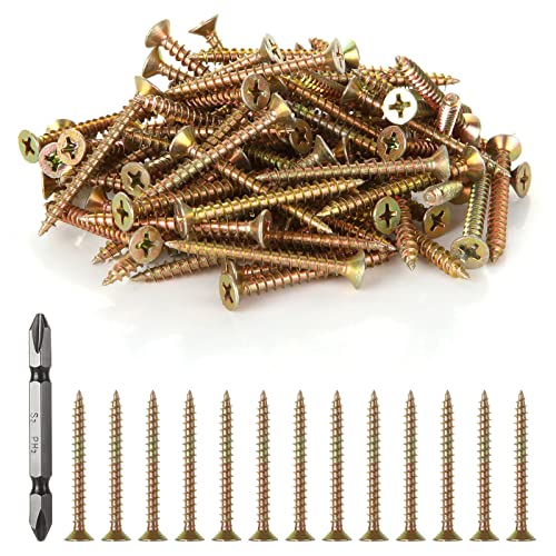 JMIATRY Lot de 500 vis à bois M4 x 40 mm pour bois, tête cruciforme, vis auto-perceuses, assortiment de vis à bois pour cloison sèche, charnières de porte, réparations et projets de bricolage Cover
