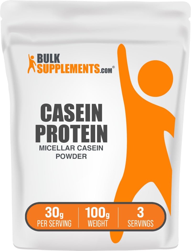 BulkSupplements.com Casein Protein Powder - Micellar Casein Powder, Slow Digesting Protein - Unflavored & Gluten Free, 30g per Serving, 100g (3.5 oz) (Pack of 1) Unflavored 3.5 Ounce (Pack of 1)