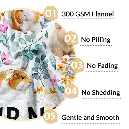 Personalized Guinea Pig Blanket Gifts with Name - 30x40 Inches Cute Throw for Girls & Boys - White Soft Fuzzy Blankets for Couch & Office