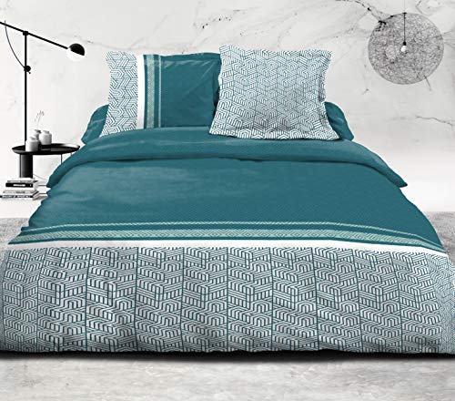 Home Linge Passion 3-Piece Bedding Set 220 x 240 cm 100% Cotton 57 Thread Count Tilt Fir Celadon (HP-62558)