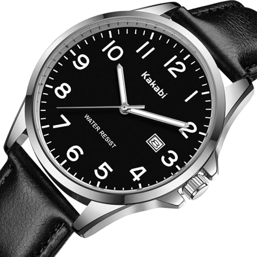 Watch for Men, Fashion Minimalist Wrist Watch Waterproof Quartz Analog Date with Leather Strap - Image 3