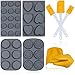 9 Pcs Silicone Baking Mold Set: 4 Molds, 2 Gloves, 2 Spatulas, 1 Brush. Best Silicone Bakeware Set Pan For Cupcake, Muffin, Cups, Candy and more. By Pashosh Cookware