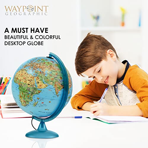 Waypoint Geographic Safari Explorer Animals Globe, World Globe, Illuminated Desktop Globe With Blue Physical Earth And 100S Of Illustrated Animals #TOP5