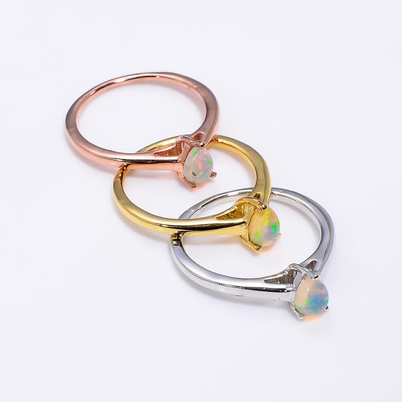 Bague fiançailles opale de feu véritable argent 925