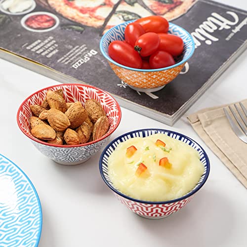 Selamica Ceramic 3.5 Inch Dessert Bowls Set, 4 Oz Cute Small Bowls Dipping Bowls For Ice Cream Snack Side Dishes Condiment, Microwave Oven Dishwasher Safe, Set Of 6, Assorted Colors #TOP2