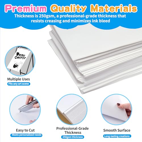 Image of White Poster Board Paper, 30 inchx40 inch Poster Sheets, 30 Sheets | Extra Large Size, 250GSM /92LB Heavy-Weight, Blank Poster Paper Bulk for Projects, Presentations, Displays, Signs, Crafts