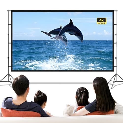 Pantalla de proyector portátil de 84 pulgadas, para exteriores, con soporte, relación 16:9, HD 4K, libre de arrugas, con bolsa de transporte, para cine en casa y fiesta en el patio miniatura 5