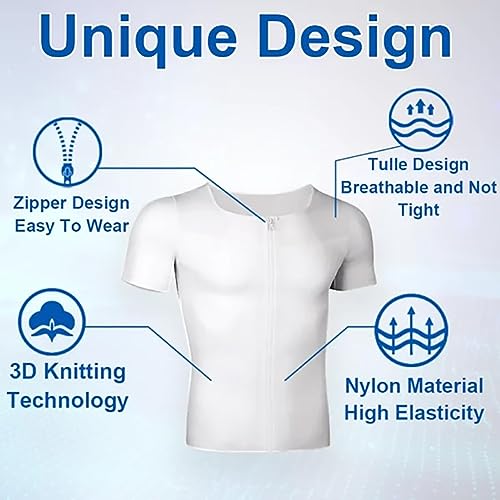 Gynecomastia Infrared Compression T-Shirt, Men's Gynecomastia Compression Shaper Slimming Vest (X-Large,Black+White)3
