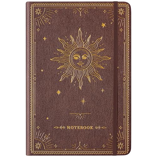 Artfan Ruled Notebook/Journal – Premium Thick Paper Faux Leather Classic Writing Notebook with Pocket + Page Dividers Gifts, Banded, Large, 144 Pages, Hard Cover, Lined (5.8 x 8.4) - Reddish Brown