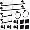 14-Pieces Matte Black Bathroom Accessories Set, Stainless Steel Bathroom Hardware Set, Bath Towel Bar Set, Towel Racks for Bathroom Wall Mounted.