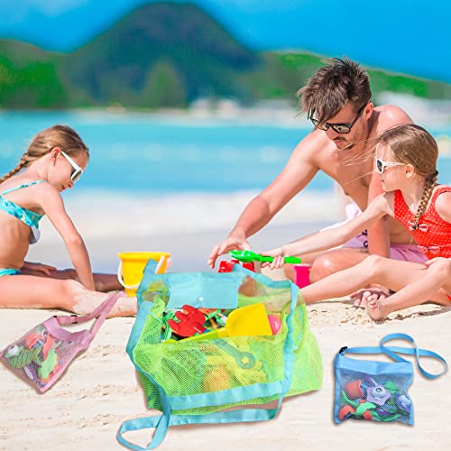 Ebingoo 3 Pcs Mesh Beach Bags Kids,Extra Large Beach Toy Bag For Sand Toys,Beach Shell Bags For Toddler Kids,Mesh Beach Tote Bag For Family Beach Essentials #TOP5
