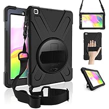 ZenRich Galaxy Tab A 8.0 Case 2019,360 Degree Rotatable Kickstand,Hand Strap and Shoulder Strap, zenrich Hybrid Heavy Duty Shockproof Case for Samsung Galaxy Tab A 8.0 SM-T290/T295/T297 Black