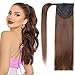 22" Human Hair Ponytail Wrap Around Clip in Ponytail Hair Extensions for Women Chocolate Brown(#4) 100g/3.5oz
