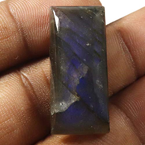 Cabochon octogonale en labradorite véritable 35,3 cts, gemme d'exception aux reflets azur