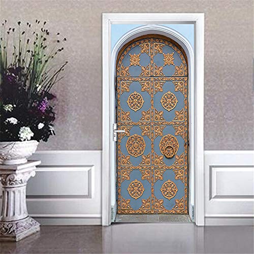 DFKJ Pegatinas de Puerta de bonsái de Colores para decoración del hogar, murales, Pintura para Sala de Estar, Dormitorio, Pasillo, Porche, Puntos A9 77x200cm