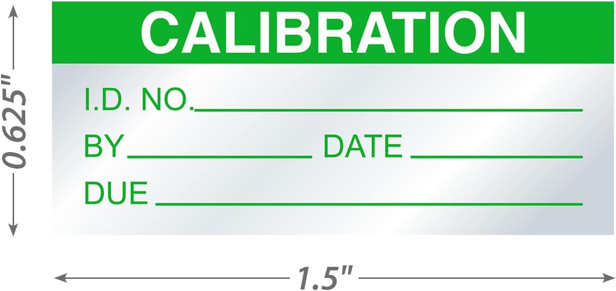 SmartSign Write-On Calibration Labels ID Number, by, Date, Due| Pack of 350, 0.625" x 1.5" Debossable Aluminum, Made in USA
