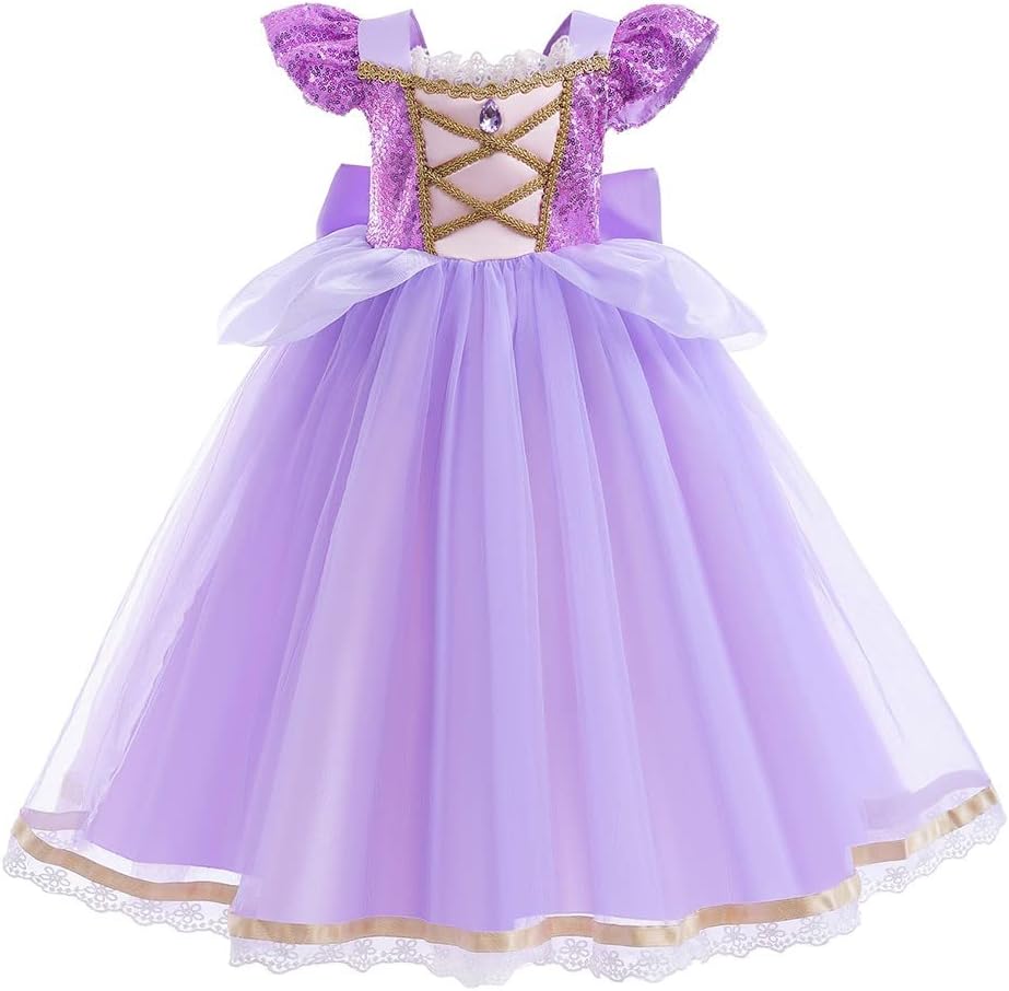 MYRISAM Girls Sofia The First Rapunzel Princess Halloween Costume Carnival Fancy Party Cosplay Dress Up Fariy Tale Birthday Dress