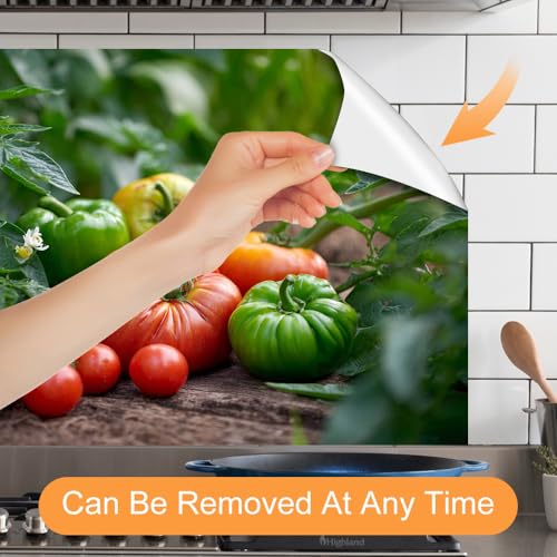 Image of Tomato Garden Kitchen Backsplash Peel and Stick, 35.4x23.6 in