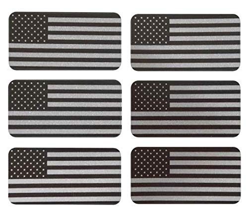 6 pcs Reflective USA Stealthy Flag Hard Hat Stickers, Black Ops Hardhat Decals | Tactical Morale Military Gear Labels | USA American Flag Helmet Toolbox