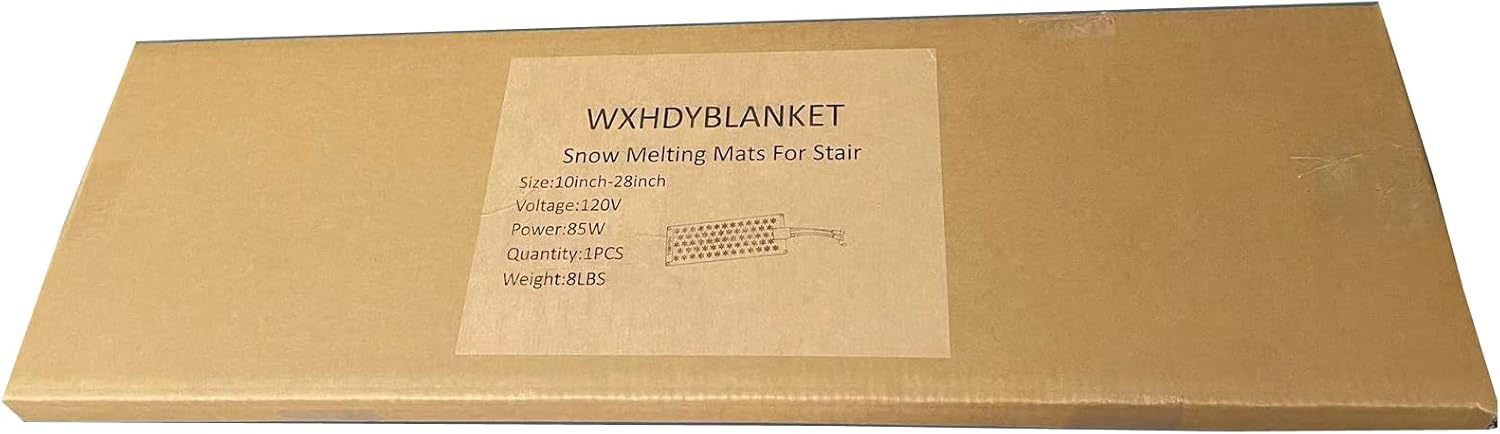 WXHDYBLANKET-Snow & Ice Melting Mat -10Inch*28Inch,120V,85W,IP67, Outdoor Rubber Heated Mat-Thickness 0.5 Inch,Snow Removal in Winter for Stair use,No-Slip Surface