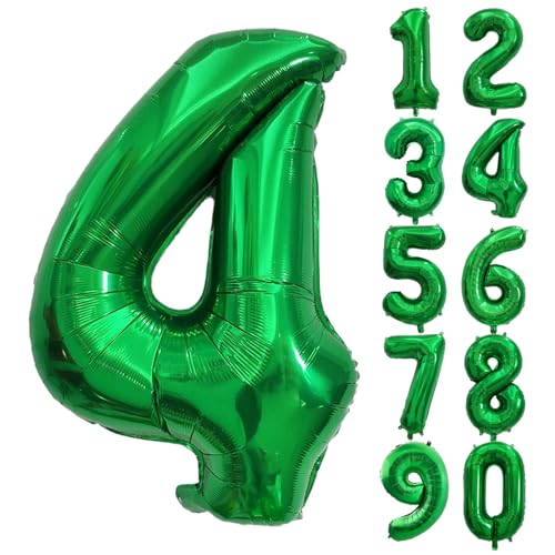 Image of Number Balloons Green Party Balloon - Giant Number 4 Balloon, 40 Inch Large Balloon for St. Patrick's Day Games Theme Birthday Decoration, Girls Boys Party Supplies