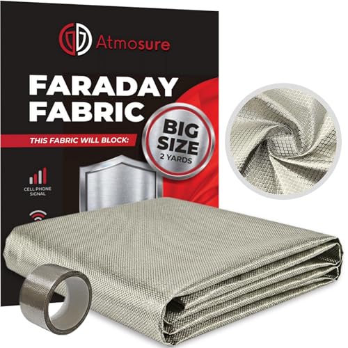 Image of ATMOSURE Faraday Fabric & Tape Kit (2 Yard | 44 inchx72 inch) - Copper-Nickel Shielding for RFID Blocking, Wireless Signal Isolation, DIY Applications
