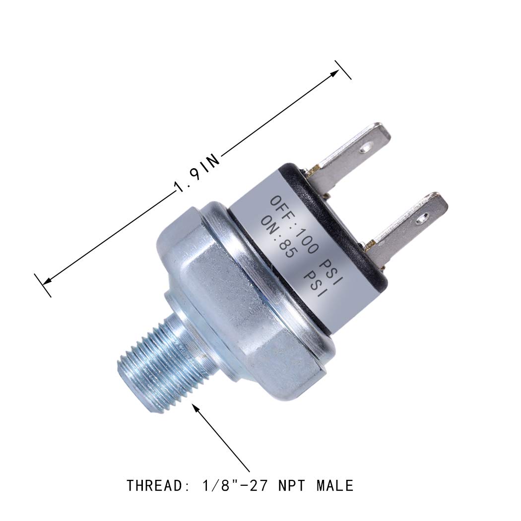 Air Pressure Switch 85-100 PSI 1/8"-27 NPT DC 24V 12V Air Compressor 100PSI DC