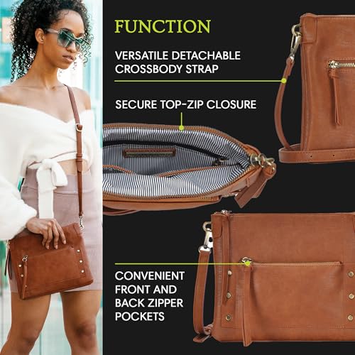 The Savannah Crossbody Shoulder Bag | Vegan leather Shoulder Bag with removable crossbody strap |11"x 1.5"x8.5"|3