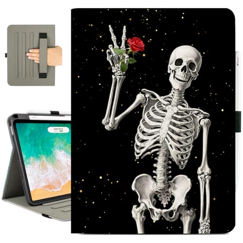 Vimorco for iPad Air 11 Inch Case M3/M2 2025/2024, for iPad Air 5th/4th Generation Cover 10.9-inch, for iPad Pro 11 Inch Case 4th/3rd/2nd/1st Generation Pencil Holder/Hand Strap/Pocket, Skull Rose - image 1