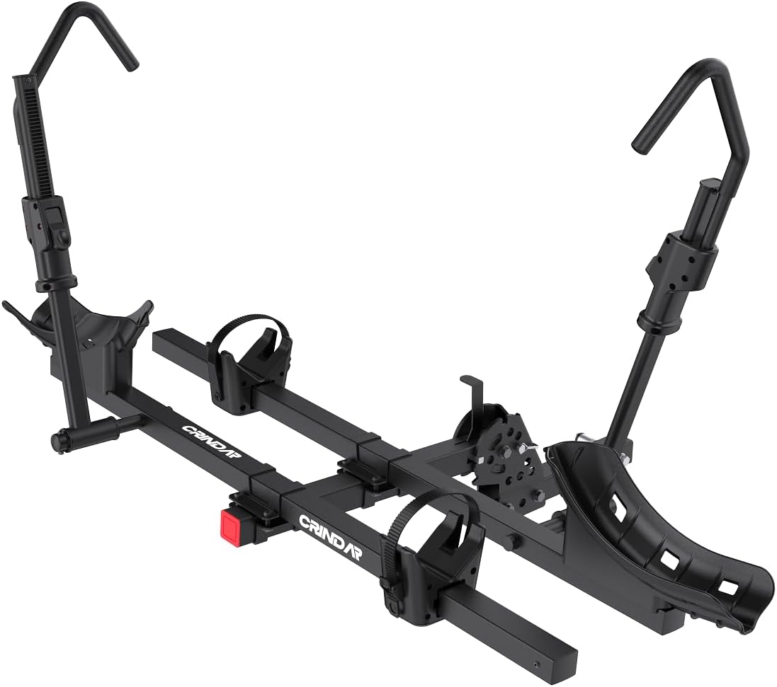 E-Bike Rack for 2 Bikes, 200lbs Heavy Duty Hitch Mount Bike Rack, No Frame Contact Bike Carrier for Car SUV Truck, Tilting & Folding, Up to 4.7" Fat Tire E-Bikes, 2" Receiver, Black