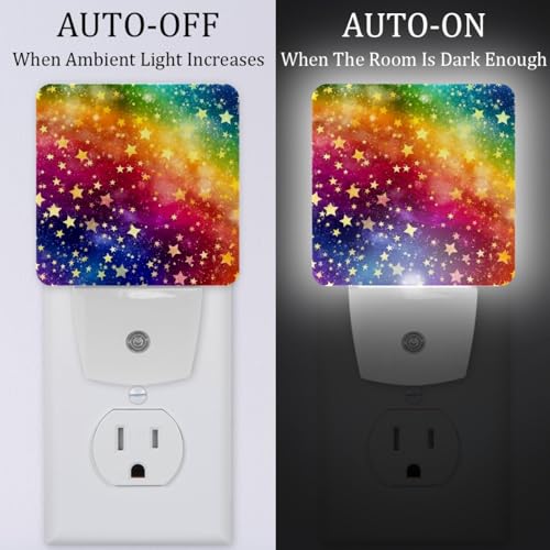 Image of NEWzone Rainbow Night Light Set of 2, Auto Sensor LED Dusk-to-Dawn Nightlights, Plug-in Sensor Lamp for Bedroom Bathroom Kitchen Hallway Stairs Decorative