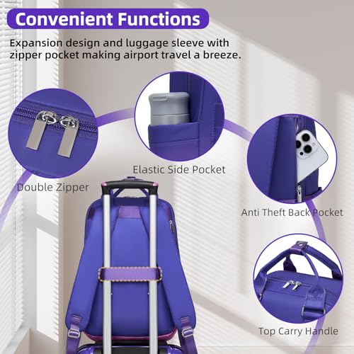 Image of LARVENDER Carry on Luggage 22x14x9 Airline Approved Hardshell Suitcase with Wheels TSA Lock, PC+ABS Lightweight Suitcase Set for Women with Travel Backpack, Midnight Berry, 3 Piece Set