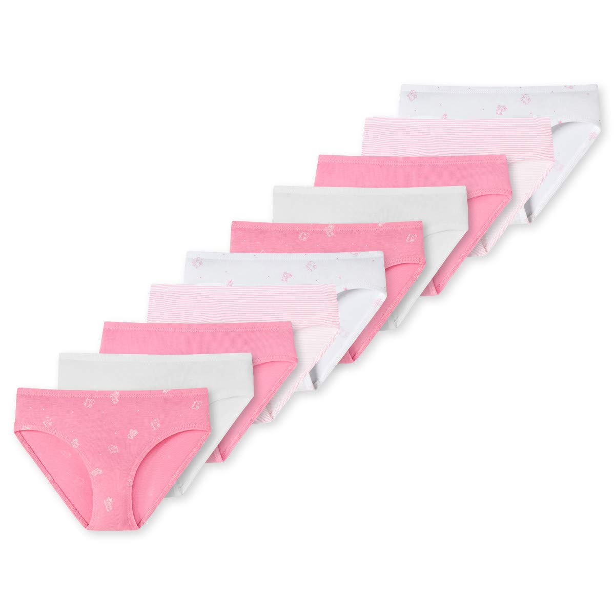 Schiesser 10er Pack Mädchen 95/5 Organic Cotton Trendige Slips, Elastischer Single-Jersey, Weicher Bund, Atmungsaktiv