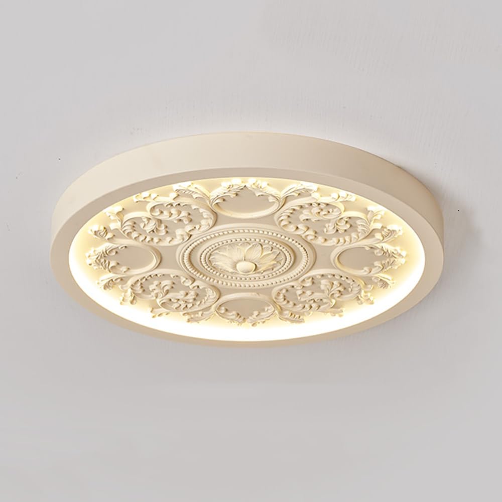 ZJHAHJY Low Bar Home Decoration Profile Ceiling Light Bedroom Modern Round LED Flush Mount White French Country Lighting Boho Farmhouse Lamp For Bathroom Living Room Kitchen