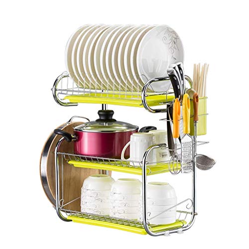 Küchenablage Rack, Edelstahl Dreistufige Wand und Schreibtisch Küchengeschirr Aufbewahrungstrockner Geschirrspüler Silber