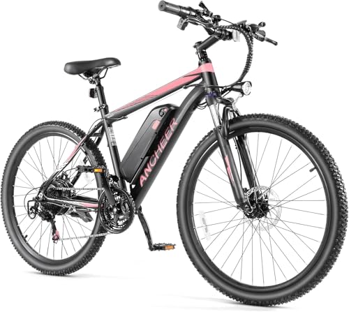 ANCHEER 26'' Electric Bike Adults/Electric Mountain Bike with 500W Motor, 45-50 Miles Commuter Ebike/Electric Bicycle with Removable 48V-7.8Ah Battery and LCD-Display
