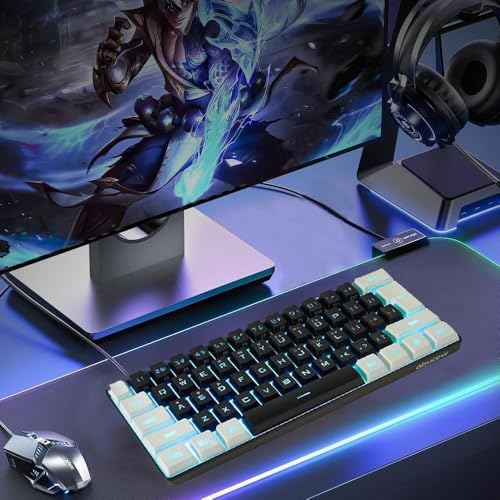 Image of abucow Gaming Keyboard Minimalist Portable Wired Ultra-Compact Mini Imitation 61 Keys RGB Backlit Keyboard