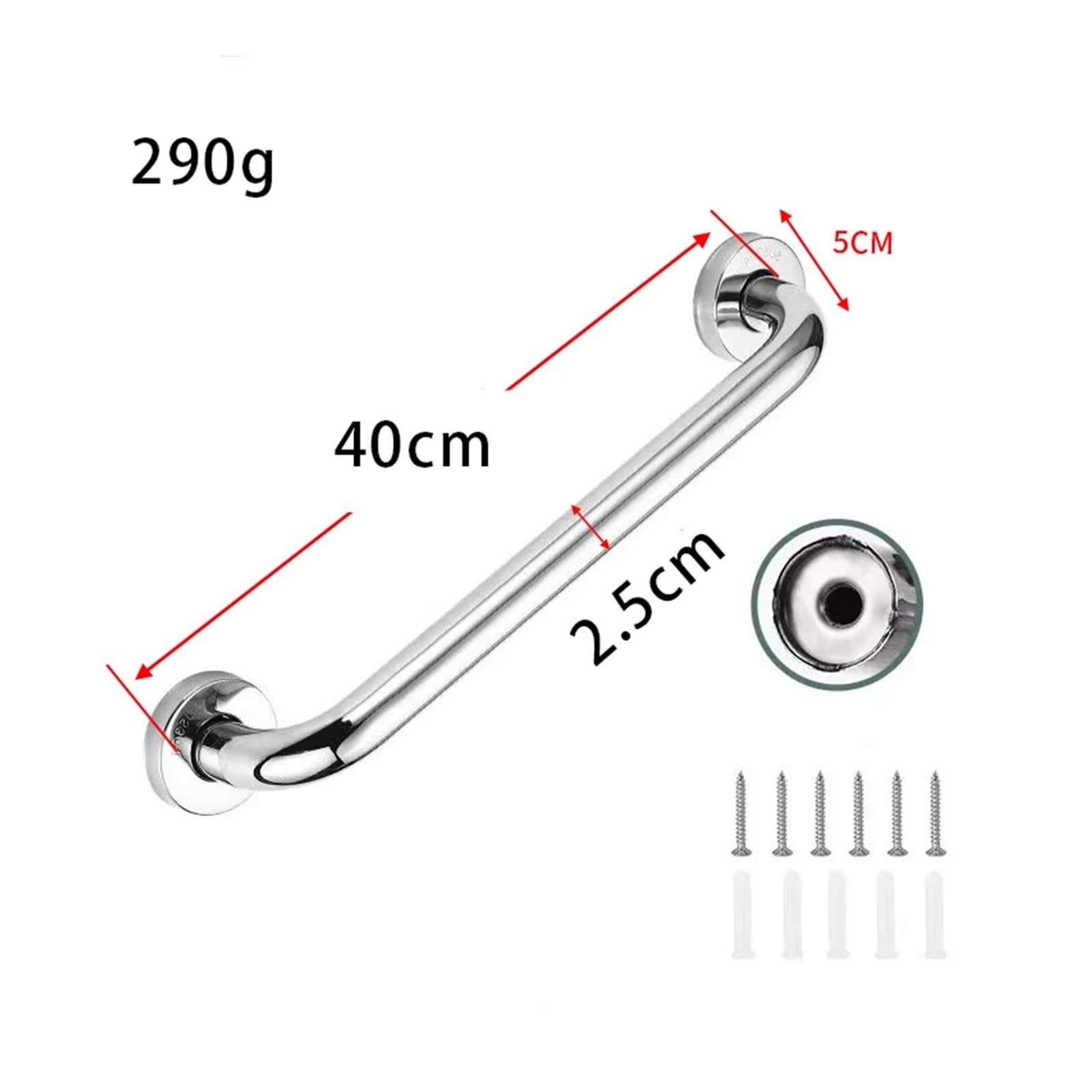 Barandilla De Acero Inoxidable Suporte for Banheiro Pasamanos Piscina Pasillo Baño Escaleras Equipo for Discapacitados 30/40/50/60cm Para ducharse(40cm)