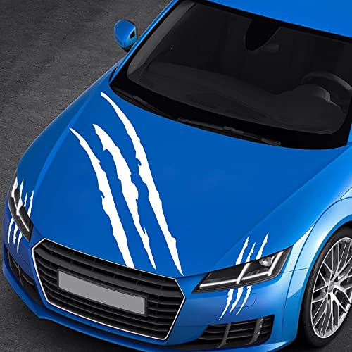 Image of Car Decals Claw Mark Stickers to Cover Hood Headlights Scratches, Modified Cars /Vans /SUVs /Trucks, Pack of 3 (White)