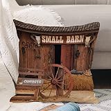 Taie d'oreiller 45x 45cm,Western Cowboy Back Drop Wild West Farmhouse Hay Bale Barn Door Backdr,Housse de Coussin Canapé Moderne Magnifiques Housses Coussins de Voiture Canapé Maison Décor Protecteurs